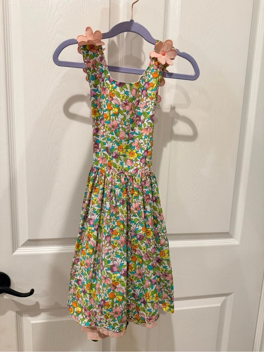 Mini Boden Cross-back Dress Soft Ivory Florabunda 5-6.